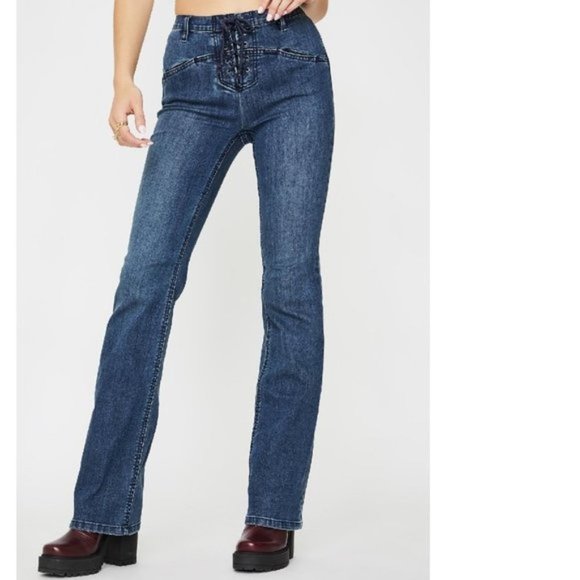 Free People Eva Lace-Up Bootcut Jeans - Picture 1 of 5